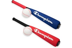 Champion Toddler Baseball Set (Red/Black), (Red/White/Blue), Big Fly Foam Bat and Soft Ball Kit for Kids Ages 3+, Oversized 2