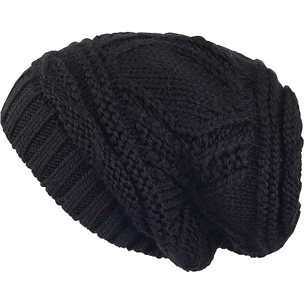 FORBUSITE Mens Slouchy Long Oversized Beanie Hat Black Knit Cap