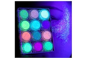 LATIBELL Body Face Glitter Gel, UV Black Light Reactive Glow Makeup, 12 Colors Fine UV Body Glitter for Women for Festival Rave Accessories