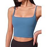 AugIris Womens Scoop Neck Longline Sports Bra U Back Adjustable Strap Double Lined Workout Crop Tank Top with Built in Pads