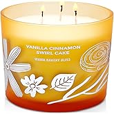 Vanilla Cinnamon Swirl Cake Candle, 14.5oz Large 3-Wick Soy Scented Candles for Home, Warm Bakery Scent, Long Lasting Aromatherapy Candle, Gift for Women & Men