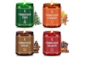 C CACALOM Christmas Candle Set, Christmas Scented Candles for Home, 4 Pack Winter Candles Soy Wax Candles, Christmas Gifts for Women Men, Christmas Fragrance of Christmas Tree/Spices/Cookies/Hearth
