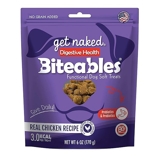 GET NAKED BITEABLES DIGESTIVE HEALTH SOFT DOG TREATS,...