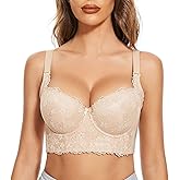 FallSweet Push Up Bras for Women Corset Top Bustier Padded Underwire Bra Add One Cup