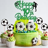 Gidobo 10th Birthday Cake Toppers Football Green Glitter Boys view 6