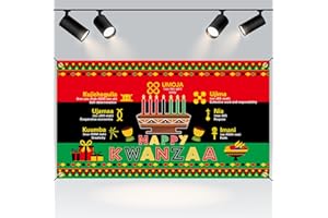 Joy Bang Kwanzaa Decorations, Happy Kwanzaa Banner Backdrop African Heritage Holiday Ornaments Kwanzaa Flag Backdrop for Home Office Classroom Indoor Kwanzaa Kinara Decorations Outdoor