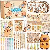 Capybara Stationery Gift Set for Kids,30 Piece Cute School Supplies Kit with Pencil Case,Notebook & Stickers,Practical and Fun for Classroom,Birthday& Festivals Gift Giving,Ages 6–14 Girls Boys