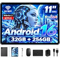 11 Inch Tablet Android 16 with Keyboard, 32GB RAM + 256GB ROM (2TB