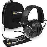 TradeSmart Complete Shooting Eye and Ear Protection: Electronic Earmuffs for Shooting, Range Glasses & Hard Carrying Case