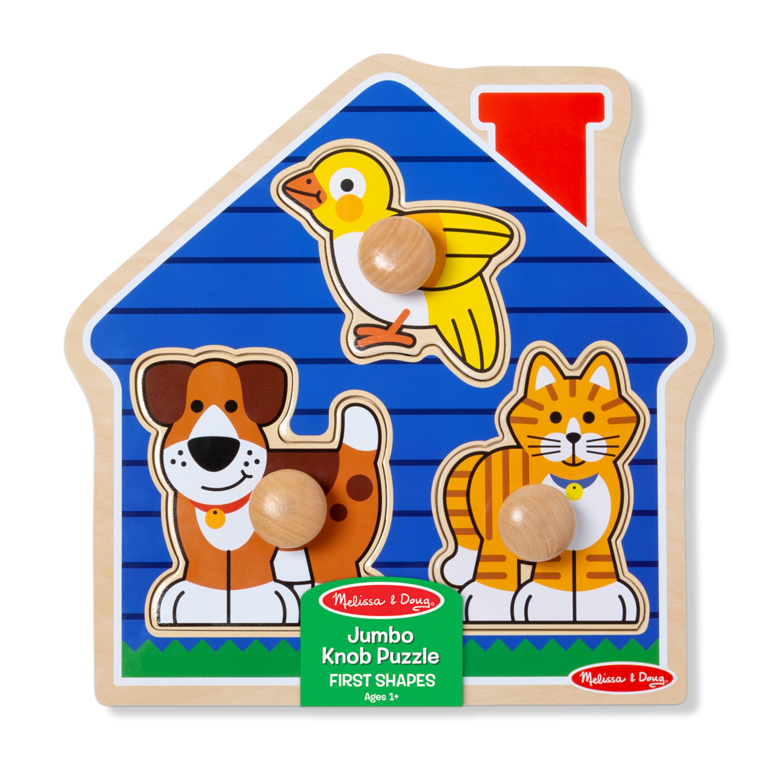 Melissa & Doug Pets Jumbo Peg Wooden Puzzle; Animal Puzzles, Peg Puzzles for Toddlers Ages 1+