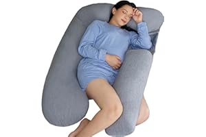 EKLO Pregnancy Pillows, U-Shape Full Body Pillow – Cooling Cover Grey – Pregnancy Pillows for Sleeping – Body Pillows for Adults, Maternity Pillow and Pregnancy Must Haves
