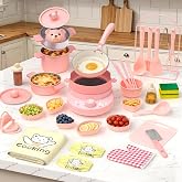 Gotoofun Kids Cooking Set Real for Mini Kitchen, Safe Kids Knife Set &amp; Stove Burner, Montessori Cooking Toys for Boys Girls Ages 8-12, Beginner Friendly Food Making Kit (Pink)