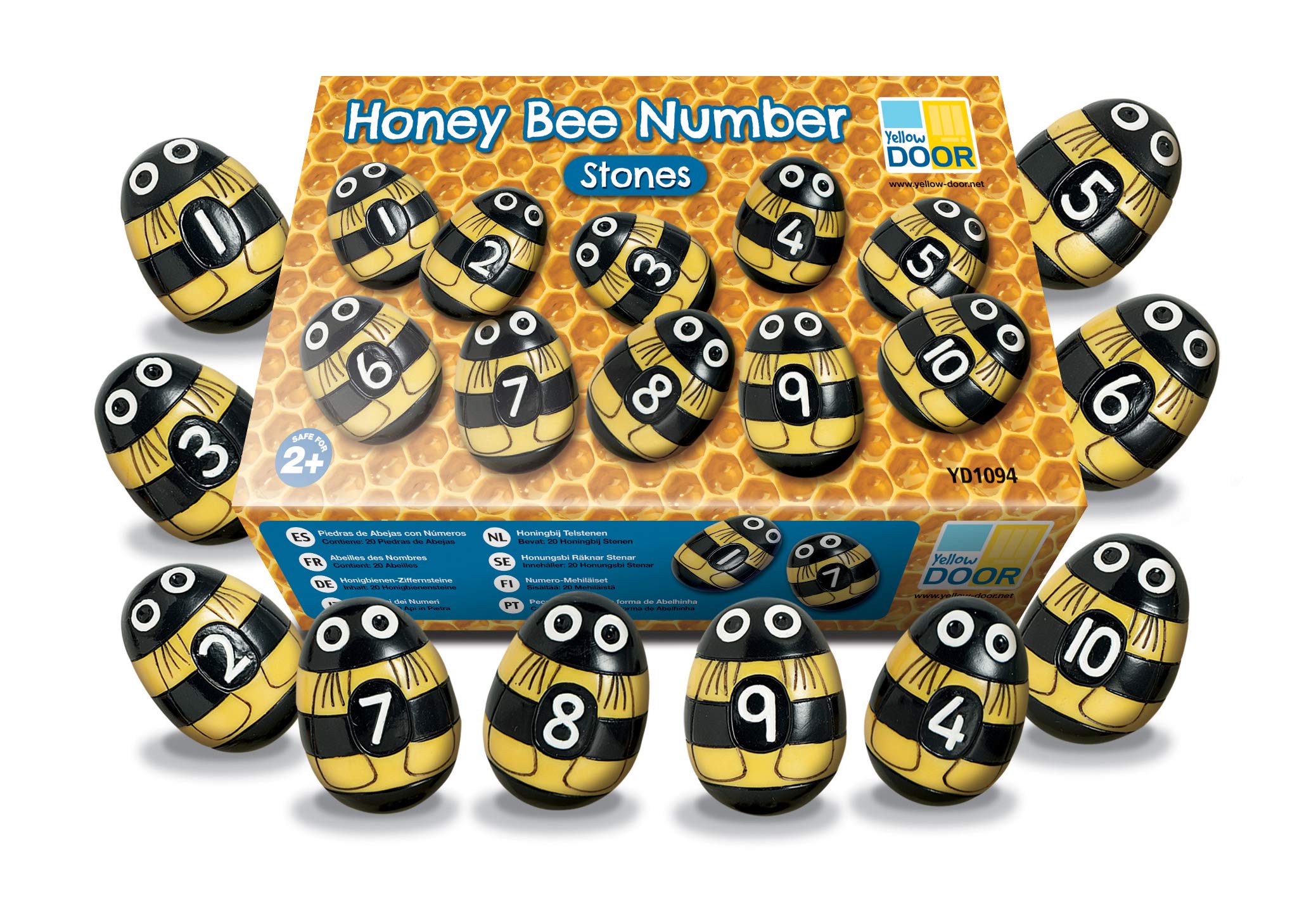Yellow Door Honey Bee Number Stones | Early Maths | Bees Number Bonds | Maths for ages 2 3 4 5 |Addition Subtraction |Subitising | Early Educational Toys for Counting 1-10 | Sequences Numerals