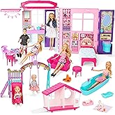 Style Shine Foldable 1-Story Dollhouse, Doll House Playset for Kid Age 3-10 | Playhouse Include 60+ PCS Furnitures &amp; Accessories, Bedroom Bathroom Slide &amp; Swing Playset Gift Toys for Kid Girls