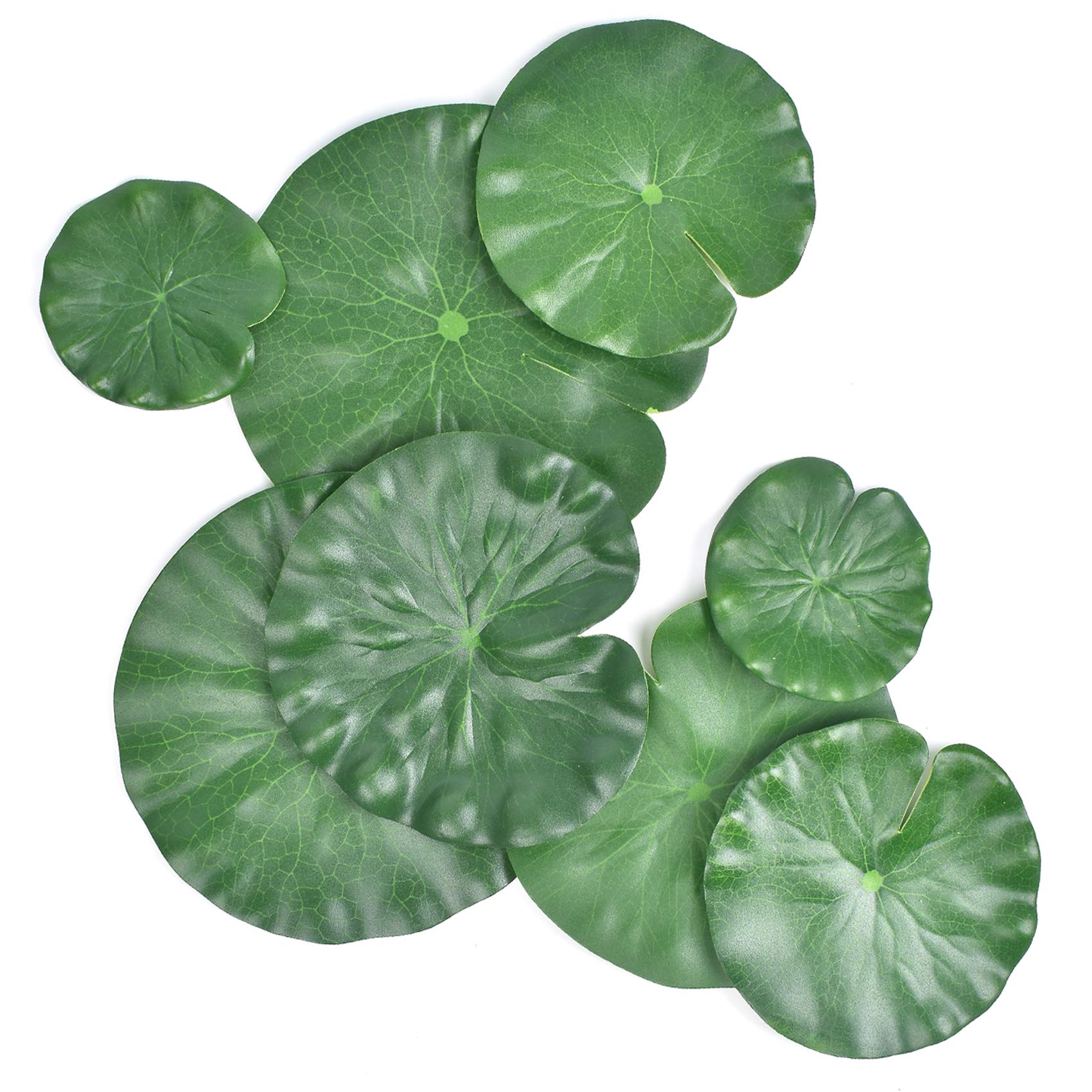 Jiayaus 8 Pcs Pond Plants, 4 Size Artificial Lotus Leaves, Floating Foam Ornament Lily Pads Foliage Pond Decor Water Lily Leaves for Patio Koi Fish Pond Pool Aquarium Decoration