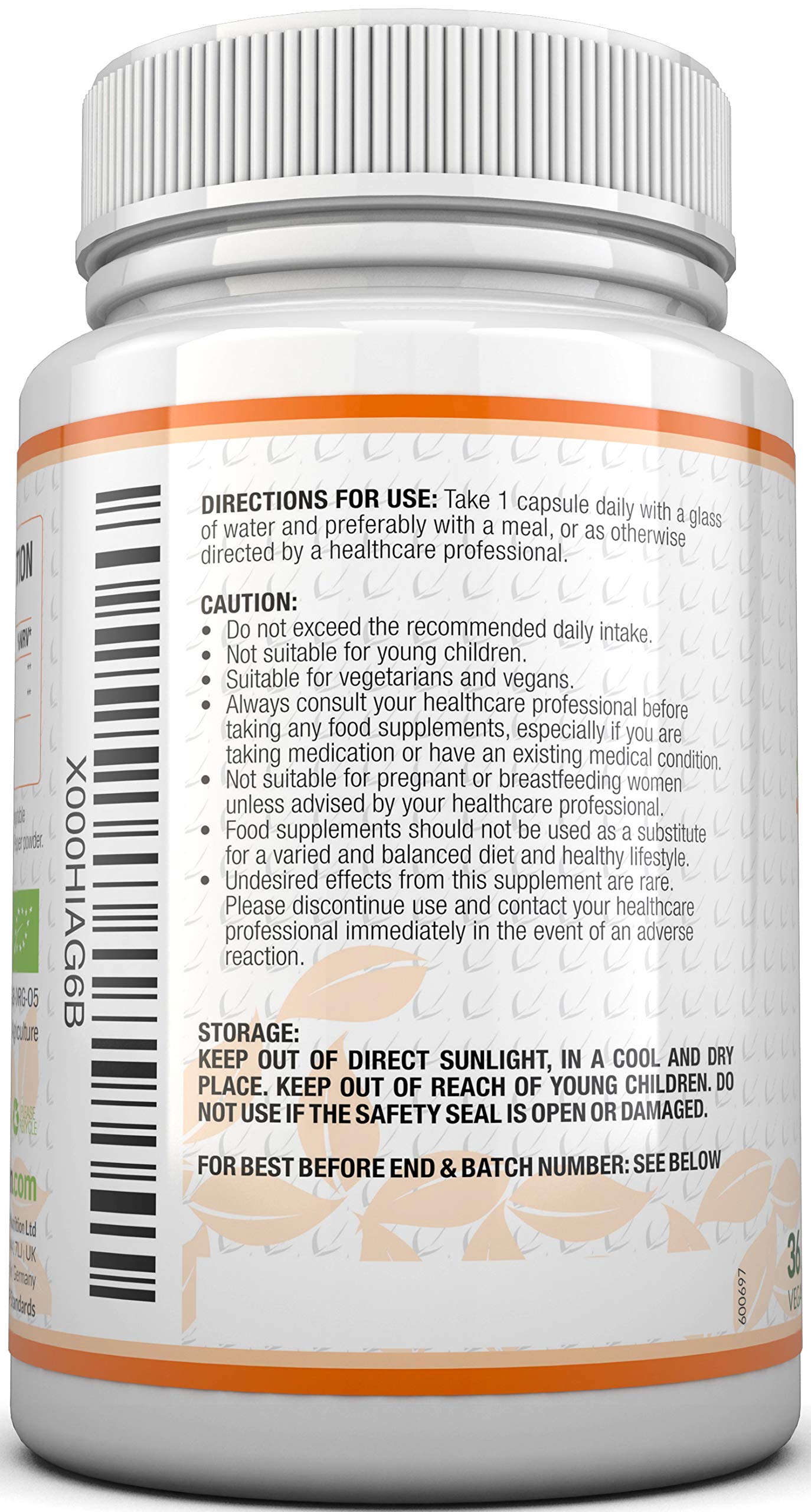 Turmeric Curcumin Organic High Strength 600mg, 365 Capsules with