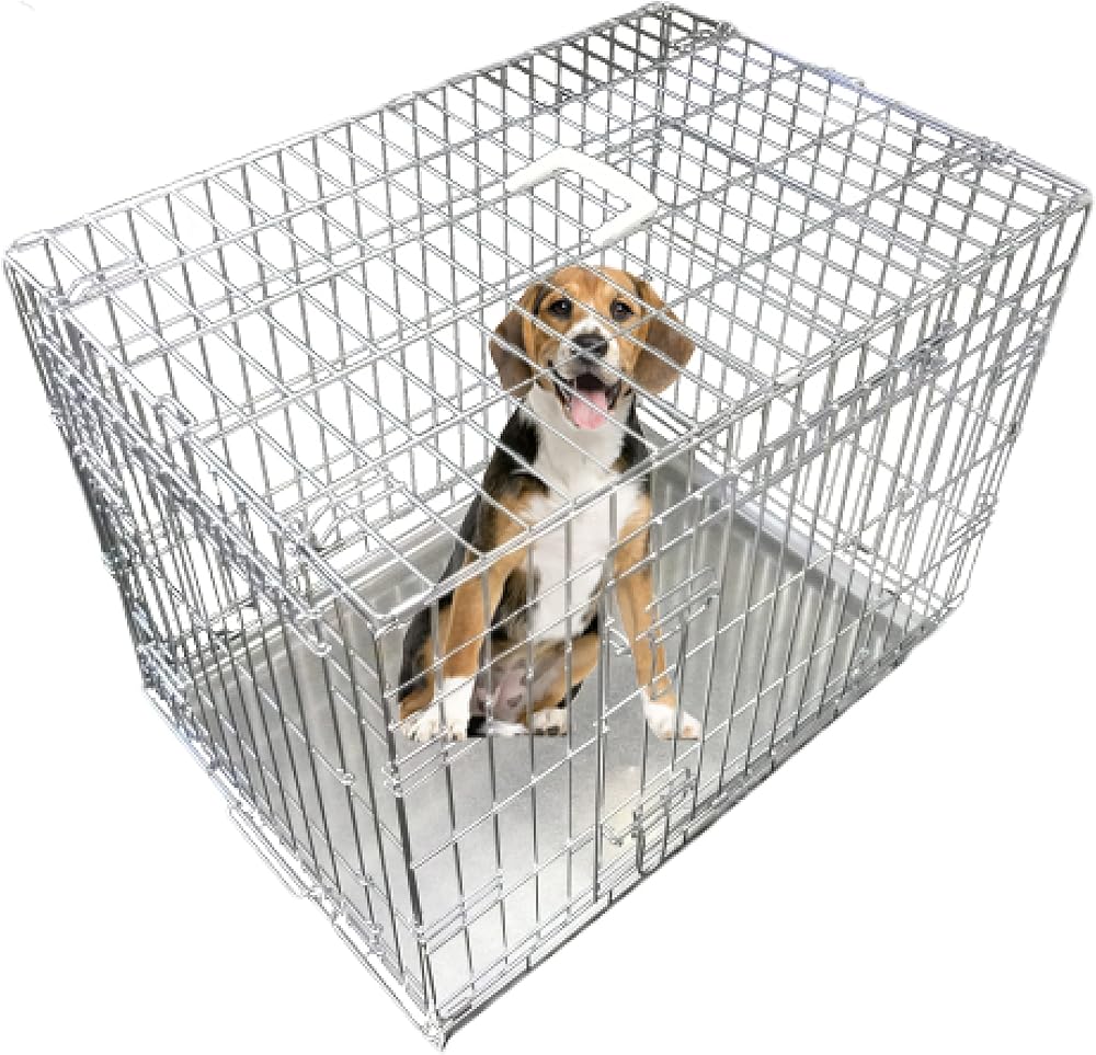 Ellie-Bo Silver Standard XL 42-Inch Folding 2-Door Dog Cage Crate