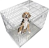 Ellie-Bo Silver Standard XL 42-Inch Folding 2-Door Dog Cage Crate