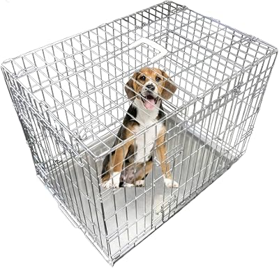 Ellie-Bo Silver Standard XL 42-Inch Folding 2-Door Dog Cage Crate