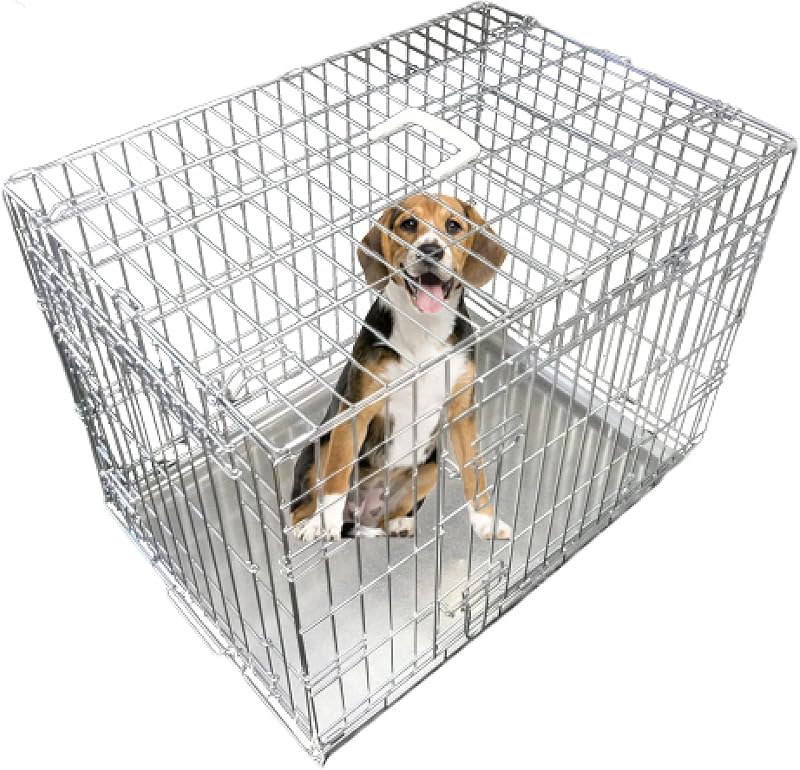 Ellie-Bo Silver Standard XL 42-Inch Folding 2-Door Dog Cage Crate