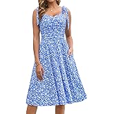Kranda Women 2026 Summer Casual Spaghetti Strap Sundress V Neck Sleeveless Flowy Boho Floral Midi Dress with Pockets