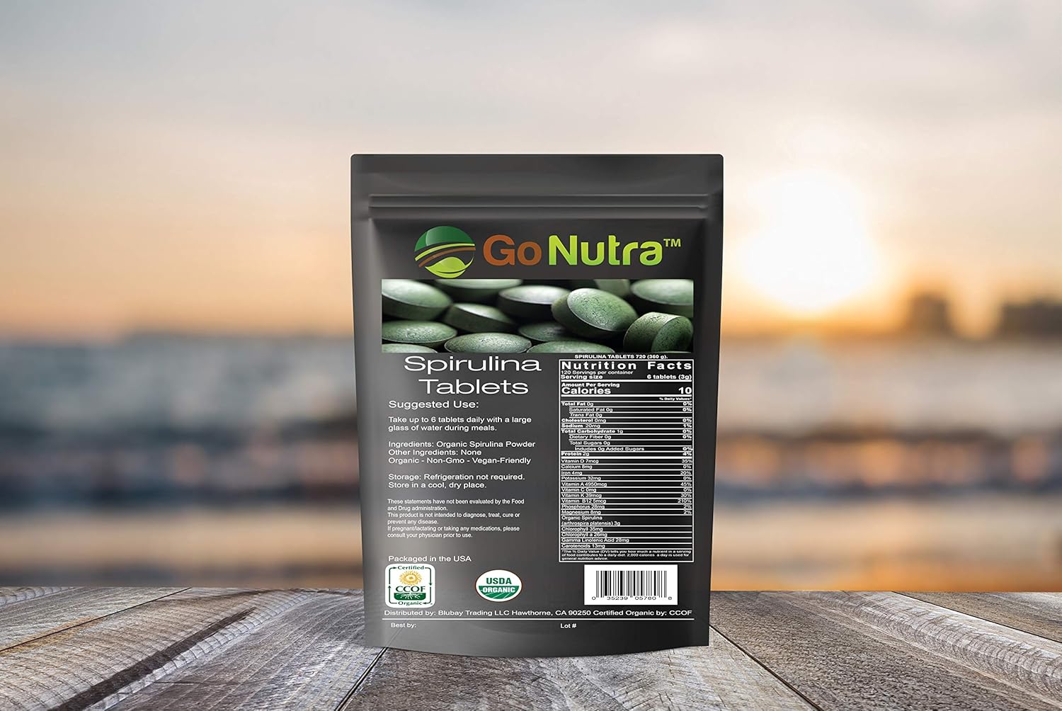 Organic Spirulina Tablets, 3000mg Per Serving, 720 Tablets Superfoods