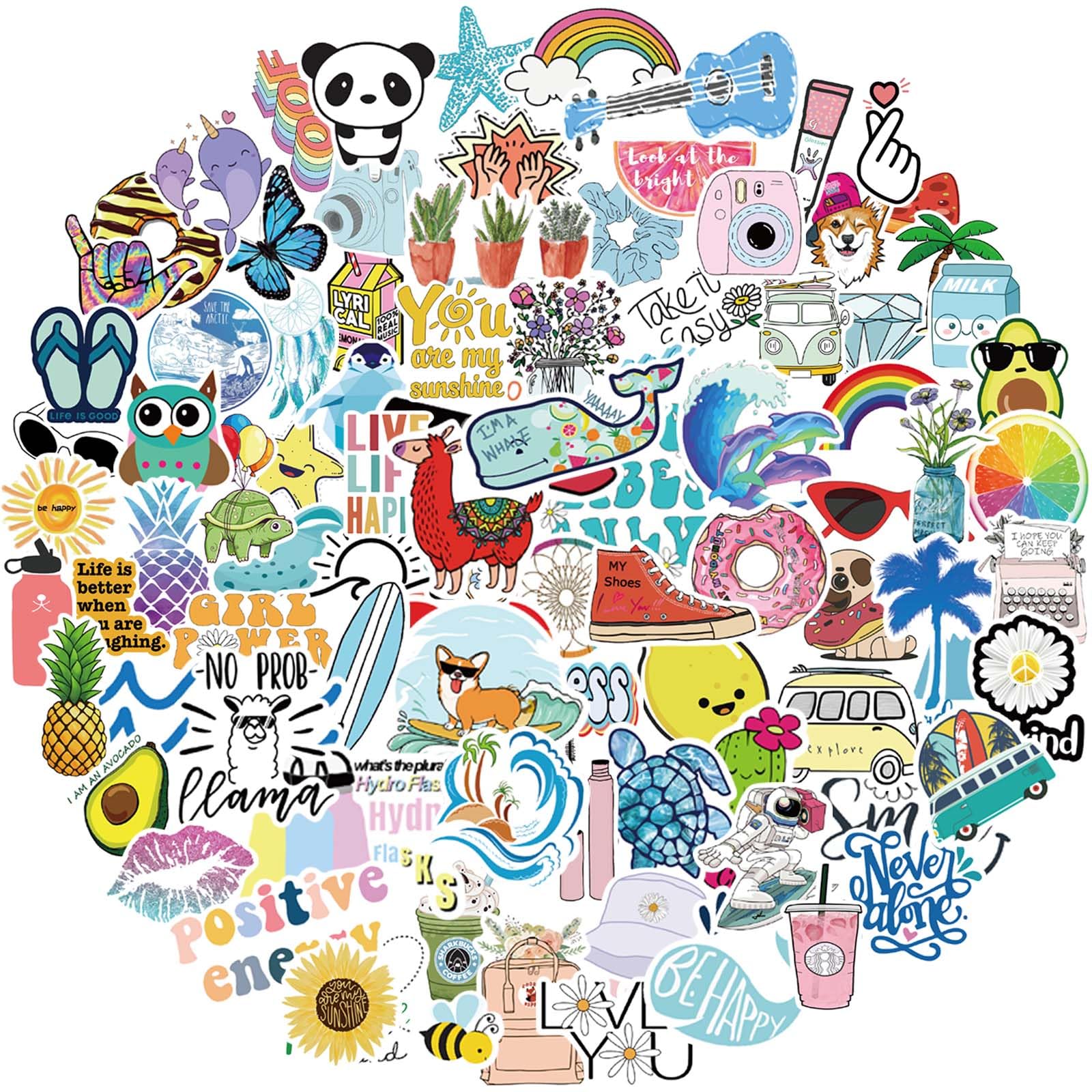 Bekayshad Stickers for Water Bottles, 100 Pack/PCS Cute Vsco Vinyl Aesthetic Waterproof Stickers for Laptop Hydroflask Computer for Teens Kids Girls