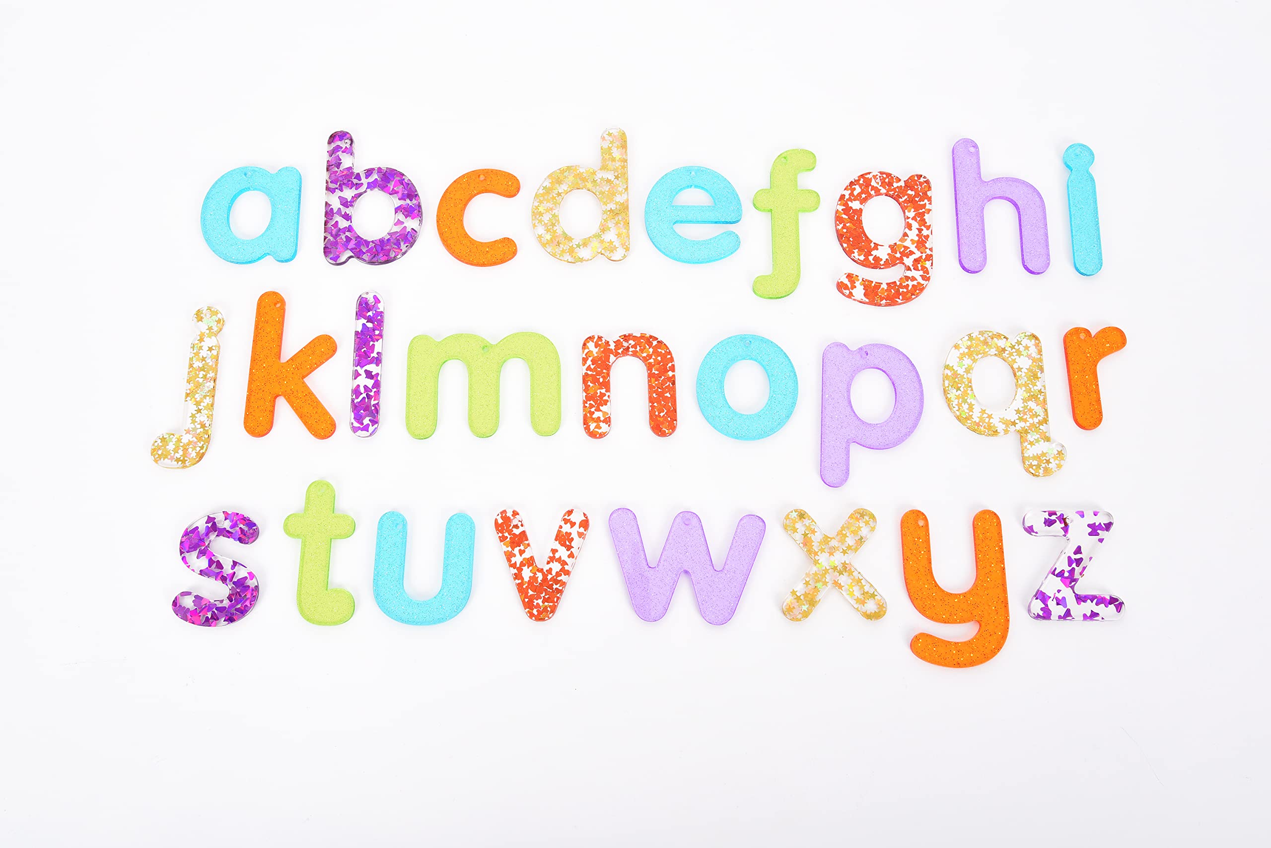 tickit Rainbow Glitter Letters – 26 Sparkling Acrylic Letters A-Z in Rainbow Colours for Learning Literacy and Word Formation