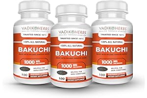 Vadik Herbs Certified Organic Bakuchi (Psoralea corylifolia) Powder 3 Bottles Capsules | Helps to maintain Bone Health