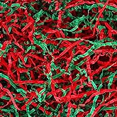 Himake 2.5LB Red & Green Crinkle Paper Filler, Christmas Shredded Paper for Gift Baskets, Boxes, Crinkle Cut Stuffers
