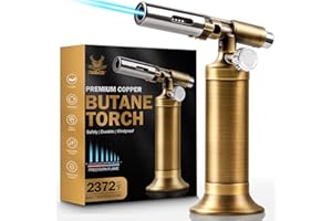 RAVS Butane Torch Lighter, Refillable Kitchen Torch for Creme Brulee with Adjustable Flame, Copper Torch for Jewelry Making with Pinpoint Flame, Copper Soldering Torches for Resin Art, Craft