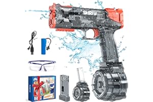 Skirfy Electric Water Gun for Adults Kids, Strongest Automatic Water Pistol Up to 32ft,High Powered IP67 Waterproof Water Guns with 400 Ammos, Outdoor Swimming Pool Beach Water Toy for Kids-Black