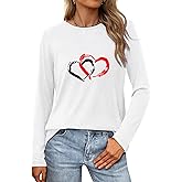 Valentines Outfits Shirts for Women Plus Size Love Heart Shirt Top Long Sleeve Valentine Tee Tops Clothes for Teen Girls