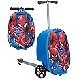 Fast Forward Spiderman Suitcase Scooter for Boys – 18 inches Lightweight Ride On Suitcase for Kids – 4” Wider Slip-Proof Standing Deck with Weight Limit (Luggage 11lbs and Scooter 100lbs)