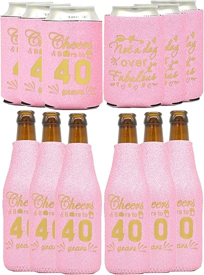 Amazon Co Jp 40歳の誕生日プレゼント 女性向け 40歳の誕生日用 クージー 40歳の誕生日用 ビールスリーブ 40歳の誕生日デコレーション 40歳の誕生日パーティー 40歳の誕生日記念品 Kitchen Housewares