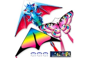 Doinfly 3 Piece Set Butterfly Delta Octopus Kites for Kids and Adults，Easy to Fly for Outdoor Adults Children Line Kite for Kids Toy