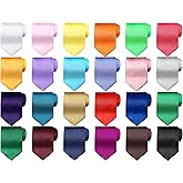 Tarpop 24 Pcs Solid Color Ties for Men Pure Color Satin Ties Set Formal Necktie for Men Business Wedding Formal Occasion