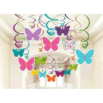 Amazon Com Amscan 670405 Spring Butterfly Party Hanging Swirl