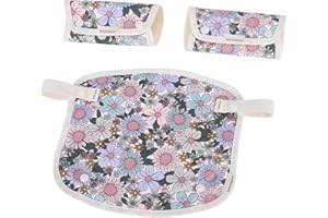 BEBEAR Bebamour Drool and Teething Reversible Cotton Pad for All Carry Positions Baby Carrier White Drool Bib for Boys & Girls(Purple Flower)