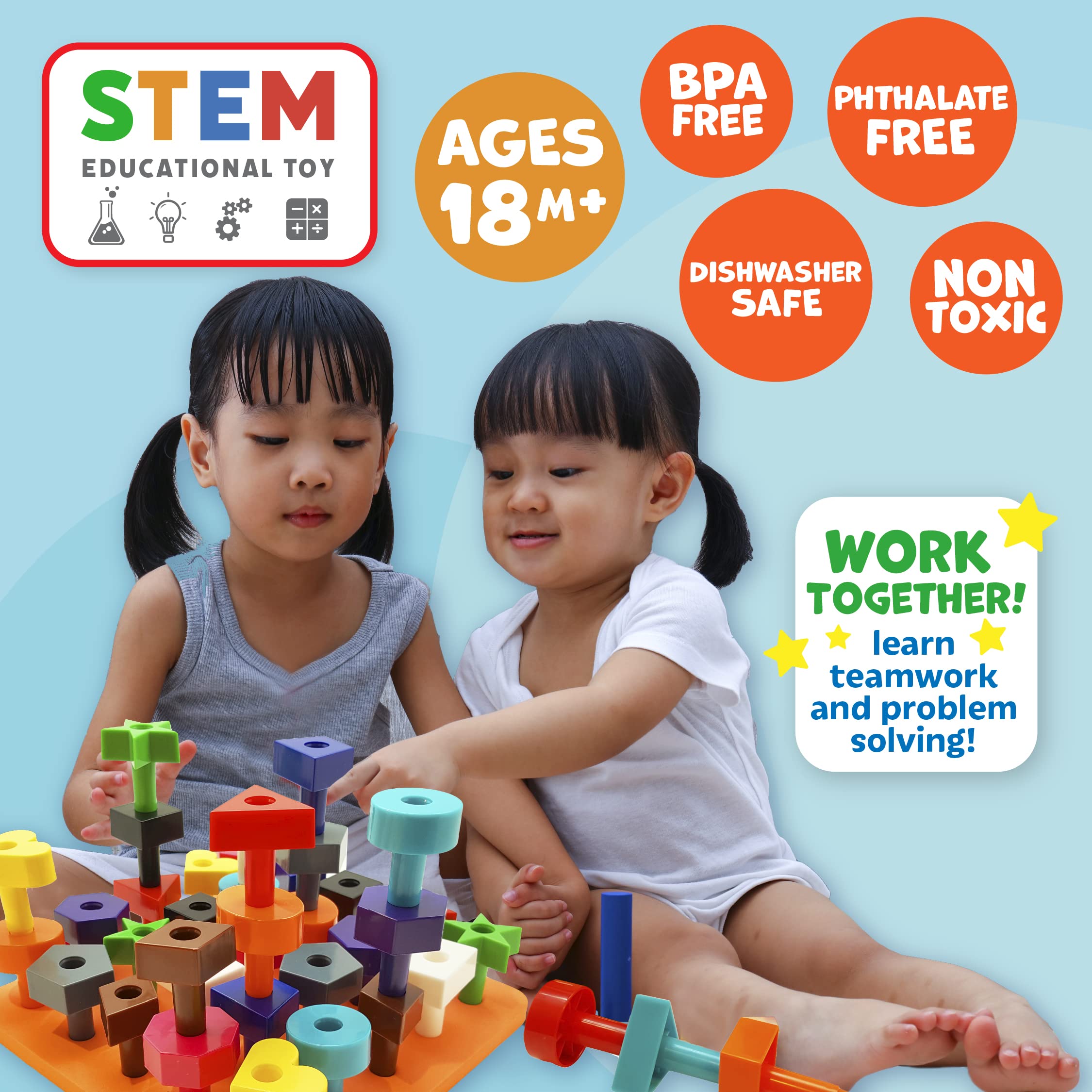 Skoolzy Sensory Peg Board 38Piece Set STEM and Montessori Learning