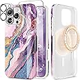 GVIEWIN Marble for iPhone 16 Pro Case Compatible with MagSafe, [with Screen Protector&Camera Lens Protector], Military-Grade Protection Shockproof Women Magnetic Phone Cover (Dreamland River/Purple)