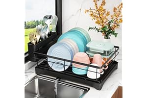 Godboat Valentines Day Decorations, Valentines Day Gifts, Dish Drying Rack with Auto-Drain, Dish Racks for Kitchen Counter, Dish Drainer with 360° Swivel Spout, Cool Kitchen Valentines Day Decor