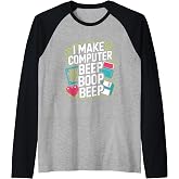 I Make Computer Beep Boop Beep Network Engineer Raglan Baseball Tee