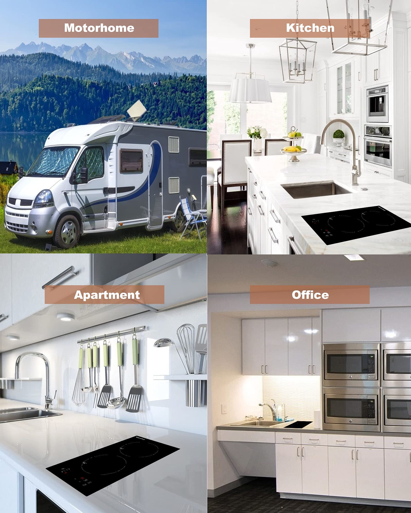 12 Inch Induction Cooktop 2 Burners Built-in Electric Stove top Boost Electric Hob Cooktop with 9 Power Levels, Child Safety Lock,Timer, 220-240V