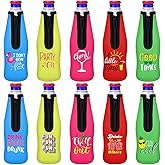 Dingion 10 Pcs Summer Beer Bottle Insulator Sleeve with Zipper Insulated Jackets Keep Warm and Cold Beer Bottle Sleeves with Stitched Fabric Edges for Pool Beach Party Favors