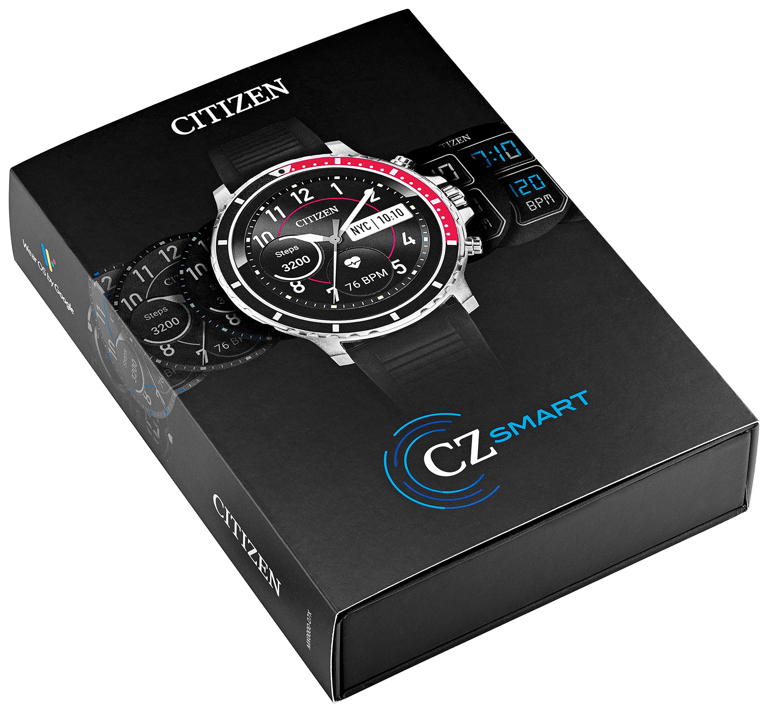 Citizen CZ Smart Grey Plated Silicone Strap Stainless Steel Smartwatch Touchscreen, Heartrate, GPS, Speaker, Bluetooth, Notifications, iPhone and Android Compatible, Powered by Google Wear OS