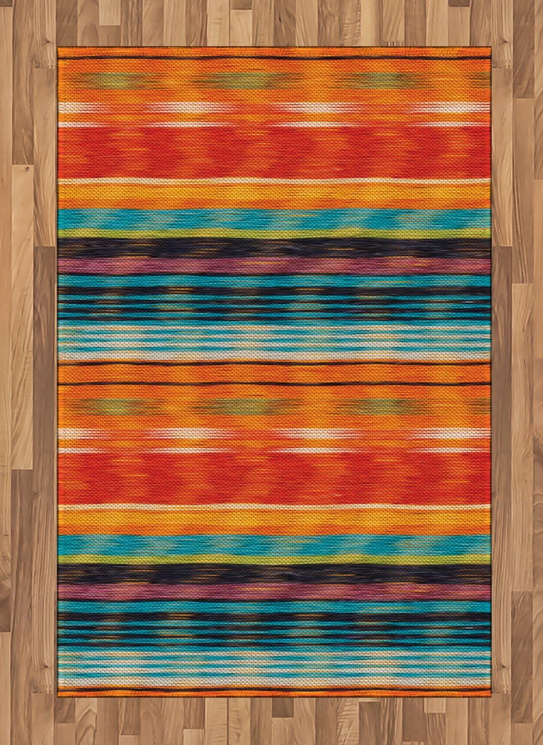 Lunarable Mexican Area Rug, Abstract Vibrant Vintage Aztec