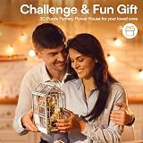 ROBOTIME Gardenhouse Book Nook Kit with LED Lights 3D Wooden Puzzle view 6