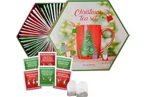 ACORUS Christmas Tea Set, Herbal Fruit Tea Gift Set, 60 Assorted Tea Bags Variety Pack, Herbal Tea and Fruit Tea Sampler, Specialty Tea Bags Individually Wrapped, Tea Gifts for Women, Men, Tea Lovers