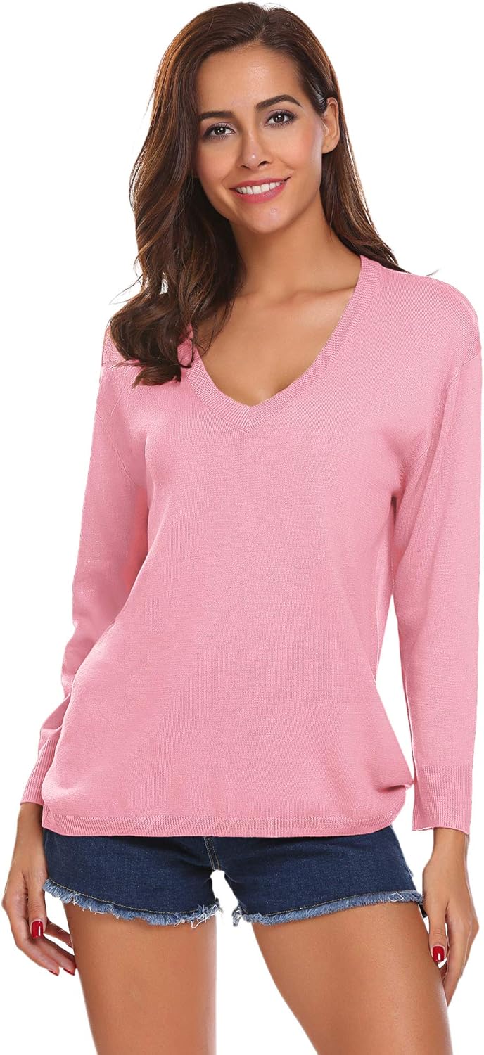 SoTeer Women's Long-Sleeve V-Neck Sweater: Clothing